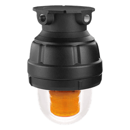 Luz estroboscopica a prueba de explosiones UL y cUL para Clase I, División 1, Grupo C y D; Clase I, División 2, Grupos A y B; Clase II, División 1, Grupos E, F y G; Clase III  , 24 Vcd, color Ámbar, montaje no incluido