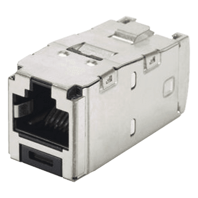 Conector Jack RJ45 Blindado, Estilo TG, Mini-Com, Categoría 6A, de 8 Posiciones y 8 Cables, Color Negro