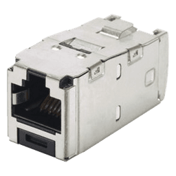 Conector Jack RJ45 Blindado, Estilo TG, Mini-Com, Categoría 6A, de 8 Posiciones y 8 Cables, Color Negro
