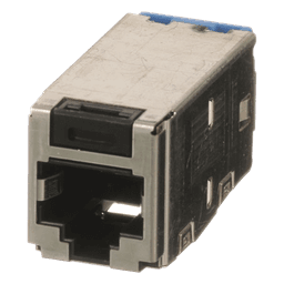 Conector Jack RJ45 Blindado, Estilo TG, Mini-Com, Categoría 6A, de 8 Posiciones y 8 Cables, Color Negro