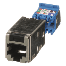Conector Jack RJ45 Blindado, Estilo TG, Mini-Com, Categoría 6A, de 8 Posiciones y 8 Cables, Color Negro