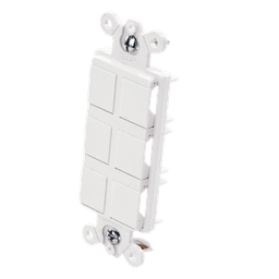 Marco de 6 puertos personalizable para conectores de red, fibra óptica, coaxial y telefonía, inserción a presión, color Snow satinado, serie Satin Colors