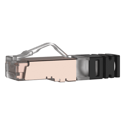 Plug RJ45 Cat6A Blindado, Para Cable Calibre 23-24 AWG, Chapado en Oro de 50 Micras, Paquete de 100 Piezas