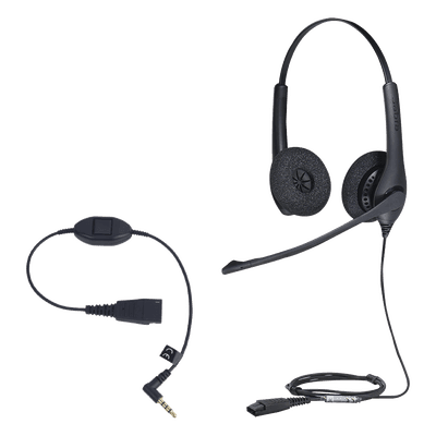 KIT, Diadema con cancelación de ruido, con accesorio para conexiones 3.5mm Incluye modelos BIZ-1500-DUO-QD y MOBILE-QD-35MM-Sï»¿