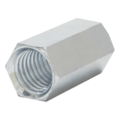 Cople hexagonal roscado cuerda maquina galvanizado de 6.5 mm (1/4")