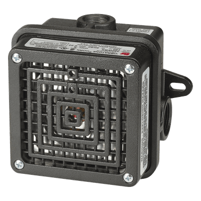 Bocina para lugares peligrosos Vibratone® con carcasa para exteriores Tipo 4X,  Certificado CSA Listado por UL y cUL para Clase I, División 2, Grupos A, B, C y D; Clase II, División 2, Grupos F y G; Clase III, 120 VCA, Color Negra