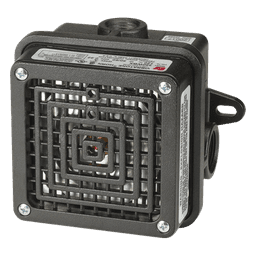 Bocina para lugares peligrosos Vibratone® con carcasa para exteriores Tipo 4X,  Certificado CSA Listado por UL y cUL para Clase I, División 2, Grupos A, B, C y D; Clase II, División 2, Grupos F y G; Clase III, 120 VCA, Color Negra