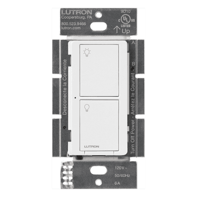 Interruptor on/off inalámbrico de pared para iluminación y ventiladores, 120 V, requiere neutro, control con Pico o desde la app con Smart Bridge, Caseta Wireless