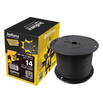 Cable THW-LS / Calibre 14 AWG / 19 Hilos / Color Negro / Bobina 100 m (328 ft)