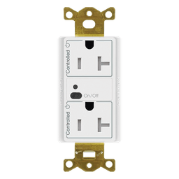 Receptáculo inalámbrico de 20 A tipo split con un contacto controlado y uno de alimentación continua, tecnología Clear Connect, para sistema Vive de Lutron, color blanco