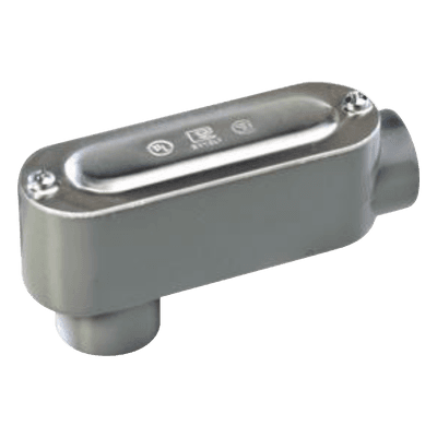 Caja oval roscada tipo LB de 2" (50.8 mm) Incluye tapa y tornillos.