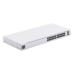 UniFi Switch USW-24, Capa 2 de 24 puertos 10/100/1000 Mbps + 2 puertos 1G SFP, pantalla informativa