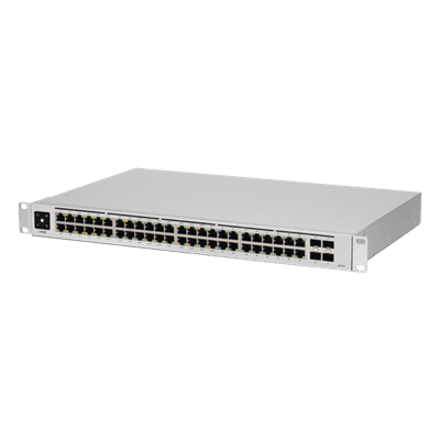 UniFi Switch USW-48-POE, Capa 2 de 48 puertos (32 puertos PoE 802.3af/at + 16 puertos Gigabit) + 4 puertos 1G SFP, 195W, pantalla informativa