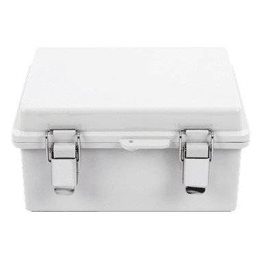 Gabinete de Plástico ABS, Uso en Intemperie IP66 (170 x 220 x 110 mm) Cierre por broche Inoxidable y Permite Cerrado con Candado y Llave (Perno 5mm) No Incluido
