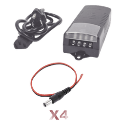 Kit con fuente EPCOM con salida de 12 Vcc a 5 Amper con 4 salidas / Incluye conectores