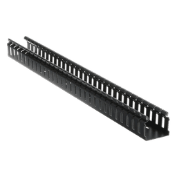 Canaleta Ranurada de PVC sin Tapa, Tipo H (Tapa Abisagrada), 55.1 mm de Ancho, 50.3 mm de Alto y 1828.8 mm de Largo, Color Negro