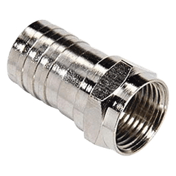 Conector F Macho, Plegable de Doble Blindaje para cable RG-6, Cuerpo de Bronce Niquelado.