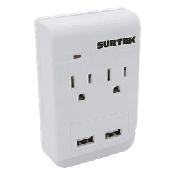 Multicontacto de ABS con 2 contactos aterrizados  y 2 puertos USB.