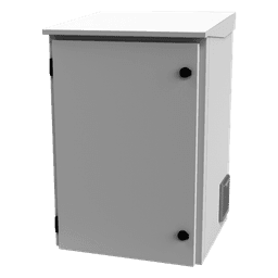 Gabinete de Exterior con Rack de 19" de 16U con Ventiladores y Termostato, Se envía el Gabinete Armado. (Montaje a poste o torre se vende por separado).