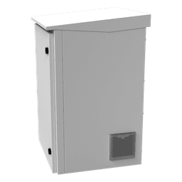 Gabinete de Exterior con Rack de 19" de 16U con Ventiladores y Termostato, Se envía el Gabinete Armado. (Montaje a poste o torre se vende por separado).
