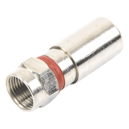 Conector F Macho de Compresión, Metálico para cable RG-6, Cuerpo de Bronce Niquelado.