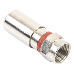 Conector F Macho de Compresión, Metálico para cable RG-6, Cuerpo de Bronce Niquelado.