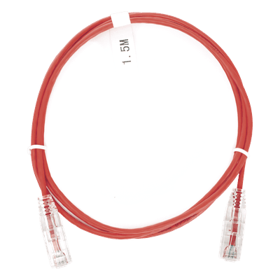 Cable de Parcheo Slim UTP Cat6 - 1.5 Metros (4.92 Pies) Rojo Diámetro Reducido (28 AWG)
