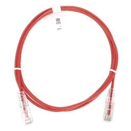 Cable de Parcheo Slim UTP Cat6 - 1.5 Metros (4.92 Pies) Rojo Diámetro Reducido (28 AWG)