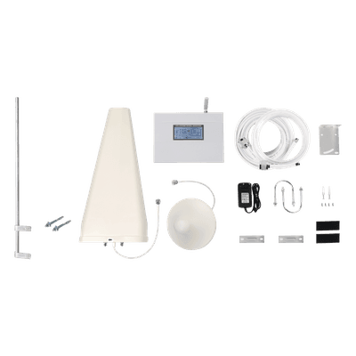 Kit Amplificador de Señal Celular TRIPLE banda de frecuencia. Incluye Mástil. Mejora las llamadas convencionales y VoLTE / Soporta los datos de las tecnologías 2G, 3G y 4G de TELCEL, AT&T y MOVISTAR / Cubre hasta 2 espacios...