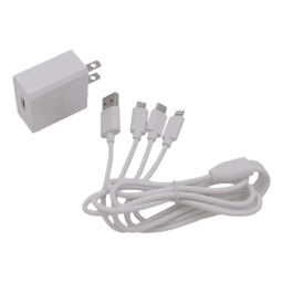 Cargador de pared USB de 5 Vcc 2A / Multi-puertos / USB-C / Micro USB / Tipo C / Lightning (iPhone) / Extensión de cable 1.2 metros