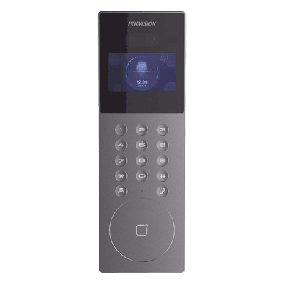 Videoportero IP Multiapartamento con Reconocimiento Facial / Llamada a App HikConnect (requiere monitor) / Protección IP65 / Apertura por Rostro, Tarjeta o App 