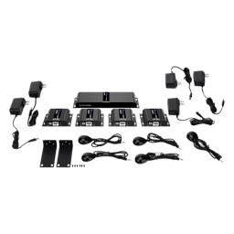 Kit Divisor y Extensor HDMI (Extender Splitter) | Divide 1 Fuente HDMI a 4 Pantallas | Extiende la señal HDMI hasta 120 m | Resolución 4Kx2K @ 60 Hz | Cat 6/6a | Uso 24/7 | Longitud del cable autoajustable 