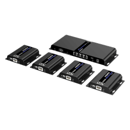 Kit Divisor y Extensor HDMI (Extender Splitter) | Divide 1 Fuente HDMI a 4 Pantallas | Extiende la señal HDMI hasta 120 m | Resolución 4Kx2K @ 60 Hz | Cat 6/6a | Uso 24/7 | Longitud del cable autoajustable 