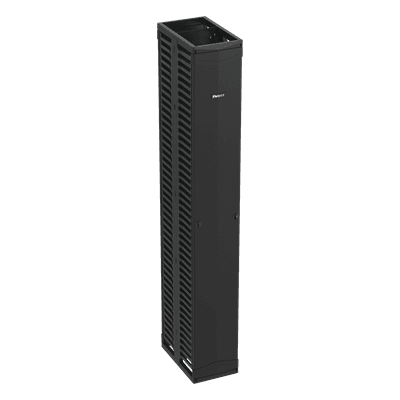 Organizador Vertical PatchRunner™, Doble (Frontal y Posterior), Para Rack Abierto de 45 Unidades, 12in de Ancho, Color Negro