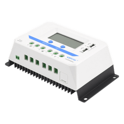 Controlador Solar PWM / 30A / 12/24V/36/48V / Doble USB / Pantalla LCD / Tierra Positivo Común