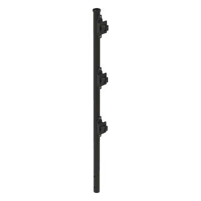 Poste de Paso Negro de 0.75m para Cerca Electrificada. Tubo Galvanizado cal. 18 de 1"Diam. con Tapón y 3 Aisladores Instalados.