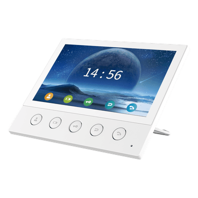 Monitor IP/SIP para interior, Wi-Fi, pantalla táctil de 7", audio de 2 vías, PoE, 8 interfaces de entrada de alarma.