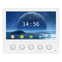 Monitor IP/SIP para interior, Wi-Fi, pantalla táctil de 7", audio de 2 vías, PoE, 8 interfaces de entrada de alarma.