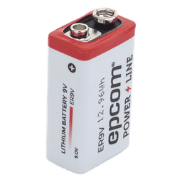 Batería de Litio 9V / 1200 mAh / Cloruro de Tionilo / No Recargable / Operación -60°C a +85°C / Acero Inoxidable