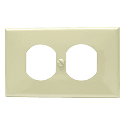 Placa de plástico para contacto dúplex color marfil.