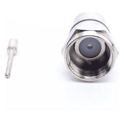 Conector F Macho Plegable, Con PIN para Cable RG-59, Cuerpo de Bronce Niquelado.