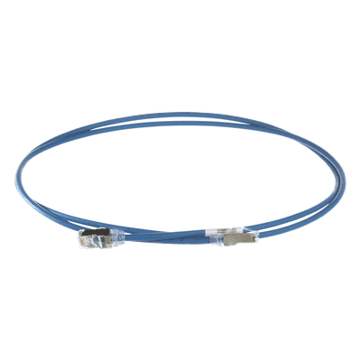 Patch Cord Cat6A, Diametro Reducido 28 AWG, Blindado S/FTP, CM/LS0H, 1.5 Metros (4.92 Pies), Color Azul