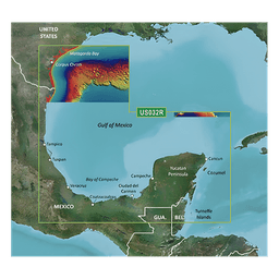 Carta Náutica Digital / Sur del Golfo de México / Contornos 1 ft / Sombreado de Profundidad 10 Rangos / Auto Ruta por Profundidad