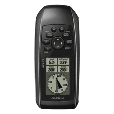GPSMAP 73 Portátil / Pantalla LCD 4 Niveles de Gris / Resolución 128 x 160 Píxeles / Autonomía +18 Horas / Resistencia al Agua IPX7 / Receptor de Alta Sensibilidad / 1000 Waypoints / 100 Tracks / Flotante / Calendario de Caza y