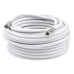 Jumper Coaxial con Cable Tipo RG-6 en Color Blanco de 15.24 Metros (50 Pies) de Longitud y Conectores F Macho en Ambos Extremos. 75 Ohm de Impedancia.