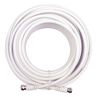Jumper Coaxial con Cable Tipo RG-6 en Color Blanco de 6.09 Metros (20 Pies) de Longitud y Conectores F Macho en Ambos Extremos. 75 Ohm de Impedancia.
