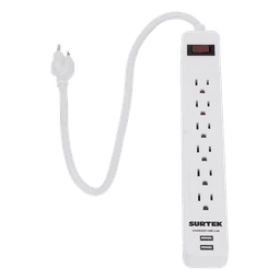 Multicontacto con 6 contactos aterrizados y 2 puertos usb.