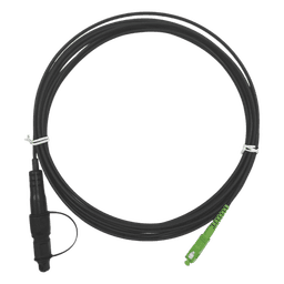 Jumper de Fibra Óptica, Conector SC/APC - Conexión a Caja FDP460, Redondo, 5 Metros (16.40 Pies), Forro 3 mm, G657A2, Negro