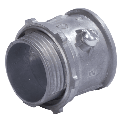 Conector 1" (25mm) pared delgada con tornillo tipo americano galvanizado etiqueta verde