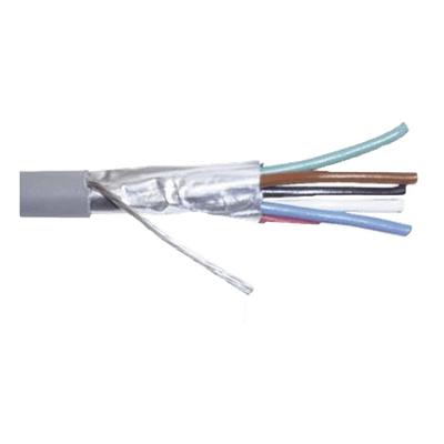 Cable Calibre 22, CMR, 6 Conductores, Blindado, 305 Metros (1000 Pies), Color Gris